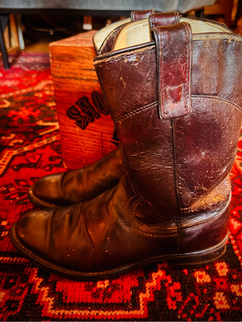 Unisex Brown Leather Western Boots